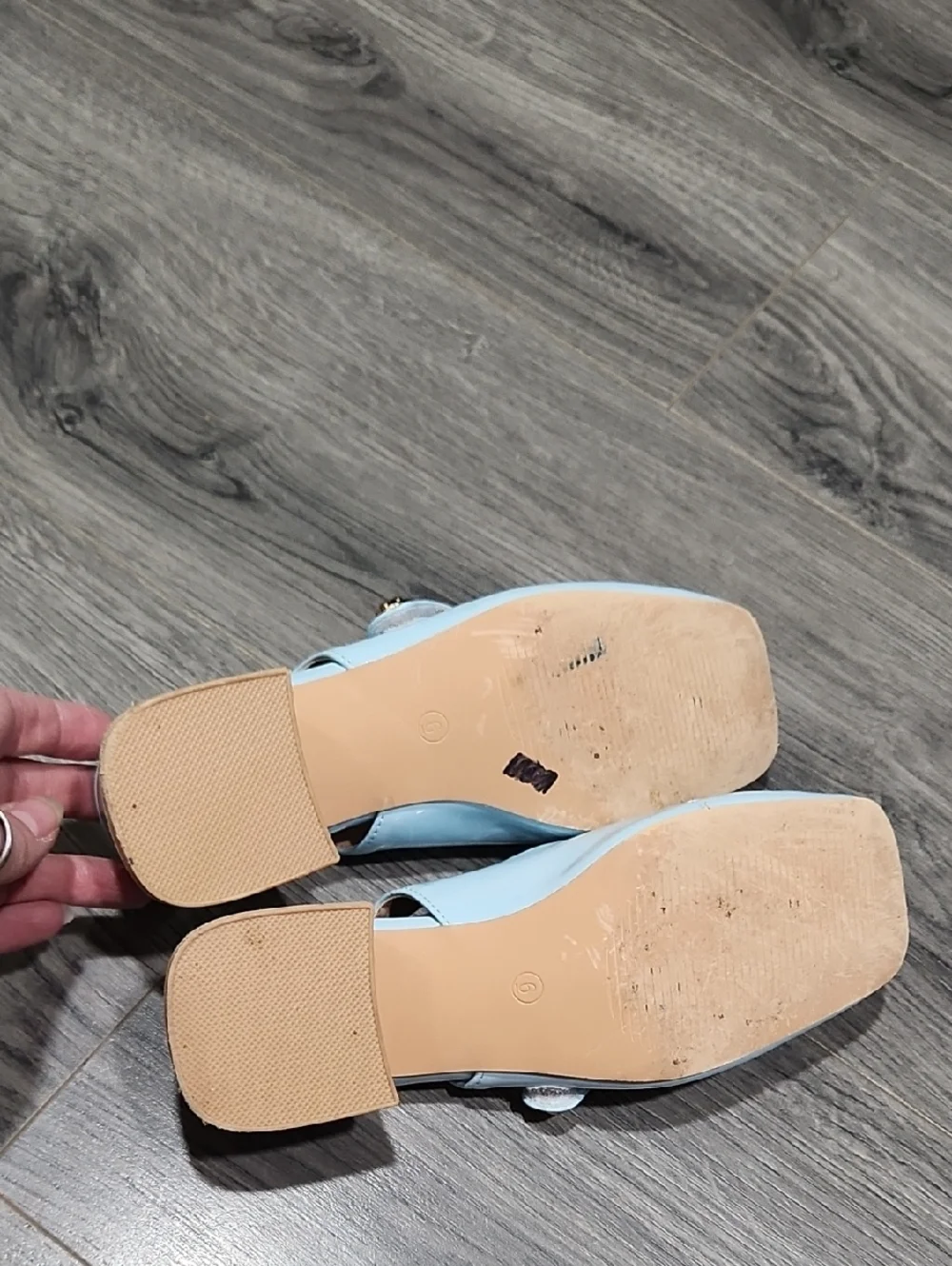 Powder Blue Patent Leather Kailee Slingback Mary Jane Sandals